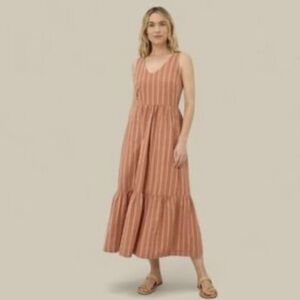 Pact Canopy Linen Blend Easy Tank Dress in Hermosa Strip XL